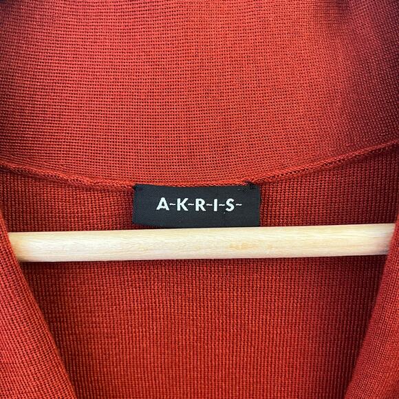 AKRIS Cashmere Silk Sweater Womens 10 M Shawl Collar Quiet Luxury Rust Orange - Picture 4 of 10